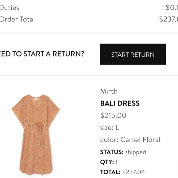 MIRTH Designee, Camel Floral Dress - Picture 5 of 5